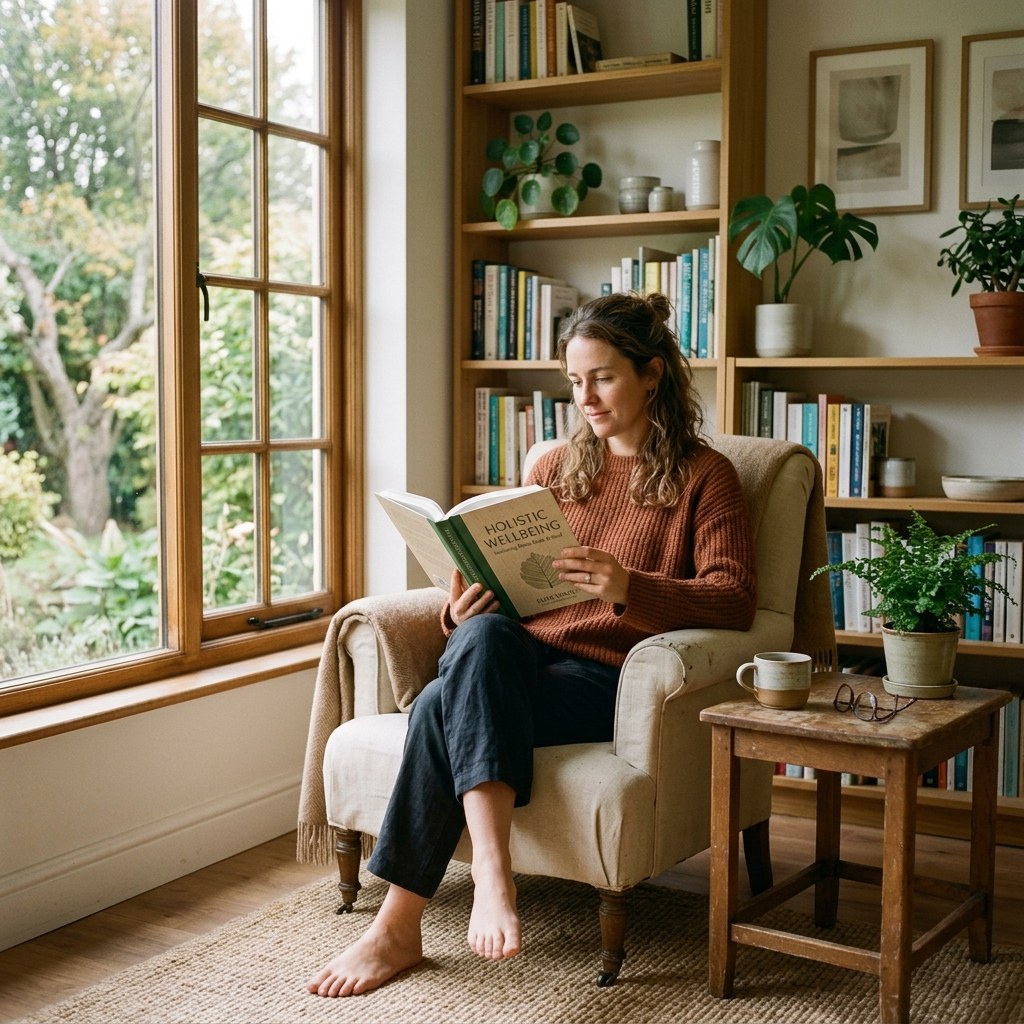 Woman researching wellness information